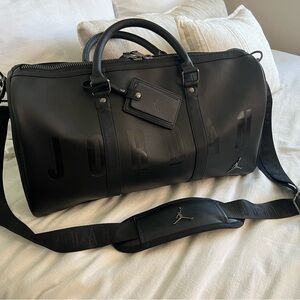 Jordan Black Faux Leather Duffel / Overnight / Weekender Bag